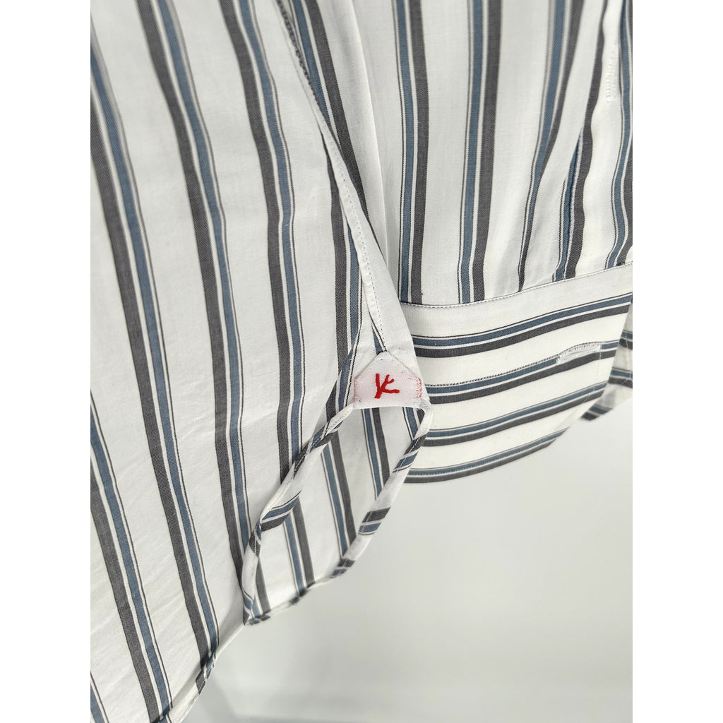 ISAIA White Striped 100% Cotton Dress Shirt - Size 43/17