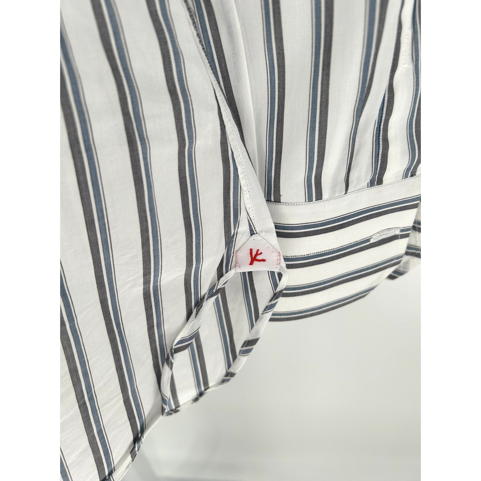 ISAIA White Striped 100% Cotton Dress Shirt - Size 43/17