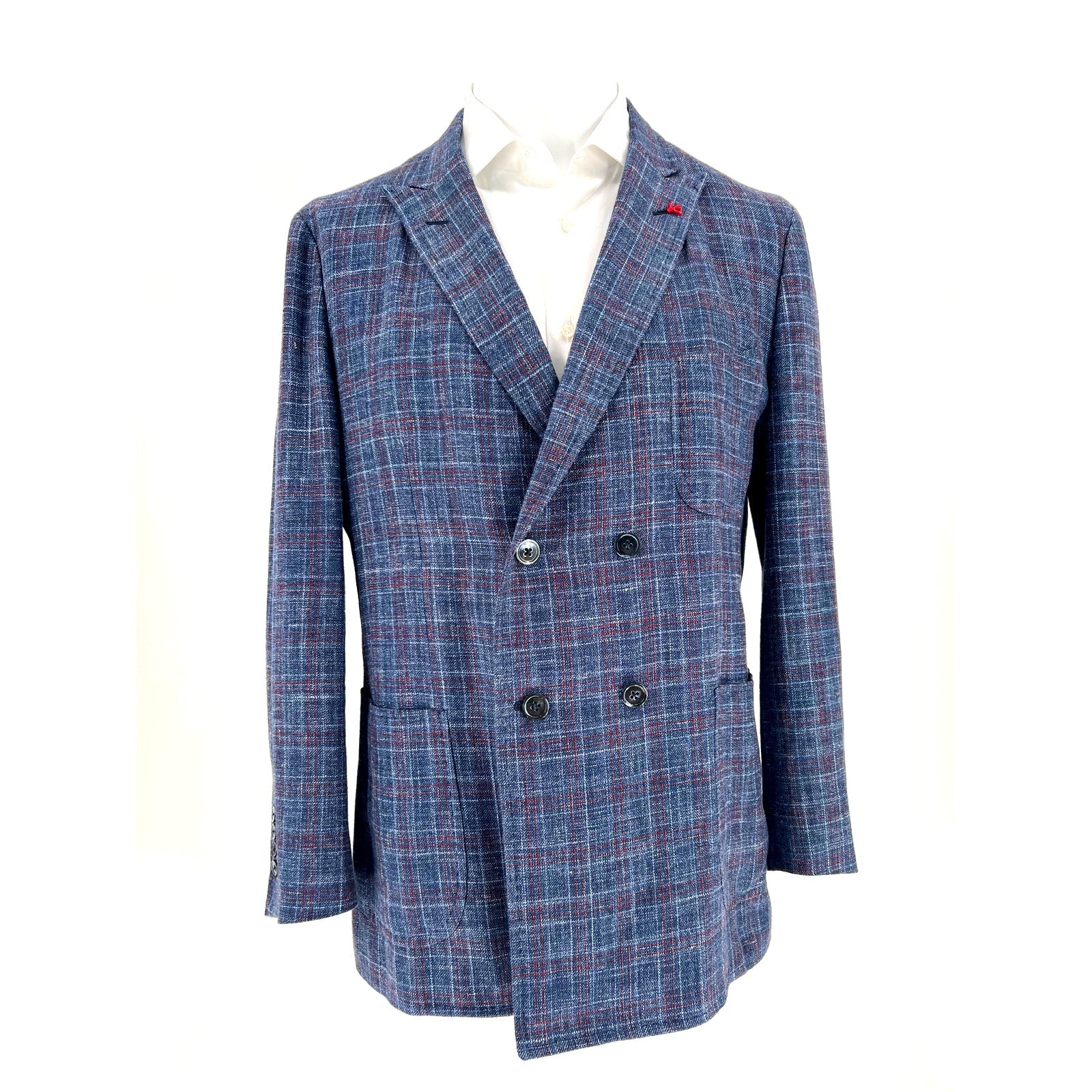 Isaia Napoli Dandy Attitude Double-Breasted Plaid Sport Coat – 56EU/44US