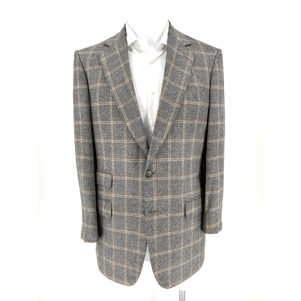 Sartoria Castangia Grey Windowpane Silk Cashmere Sport Coat - Size 54IT (44US)