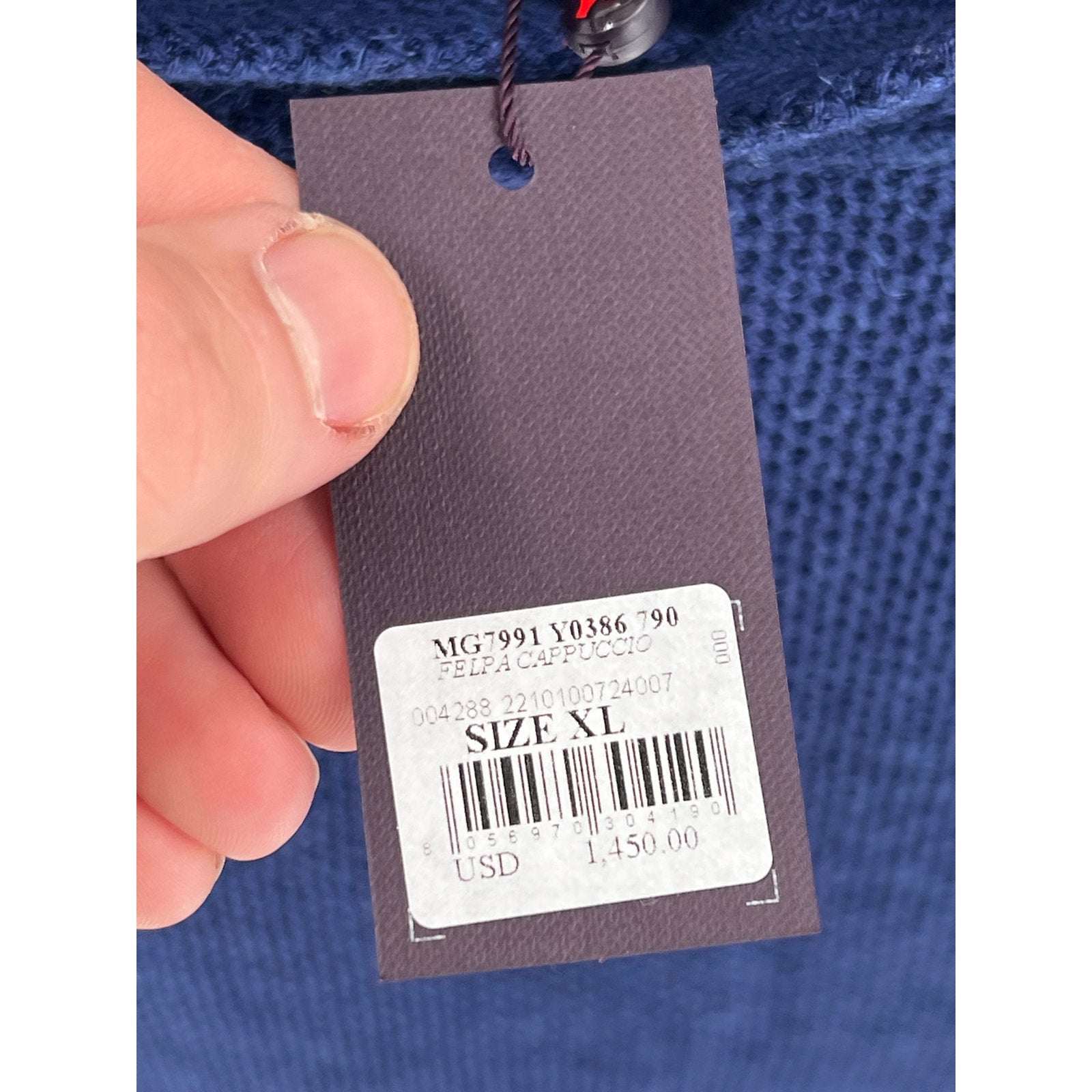 ISAIA Blue Woven Hooded Sweatshirt - Size XL (IT)