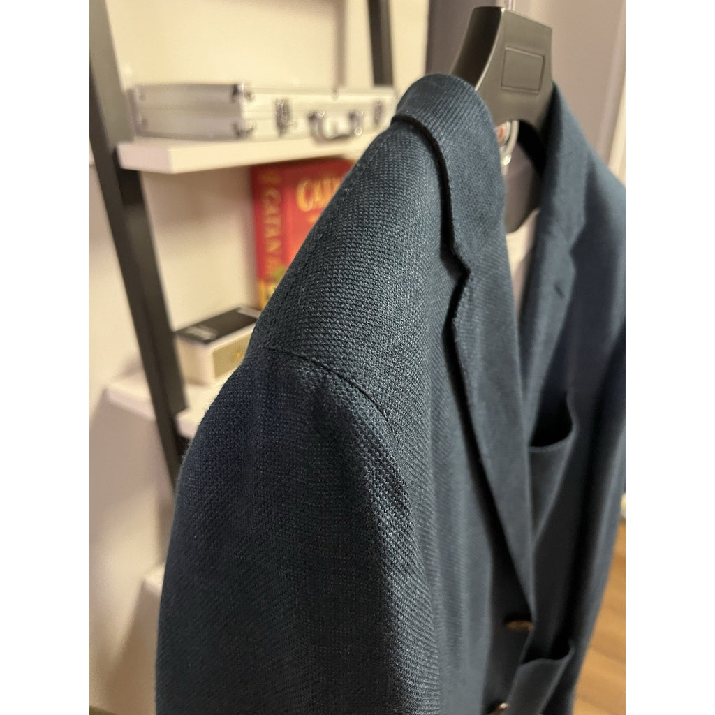 STUNNING Ermenegildo Zegna Blue Silk Blend Hopsack Sport Coat - Size 56eu/44eu