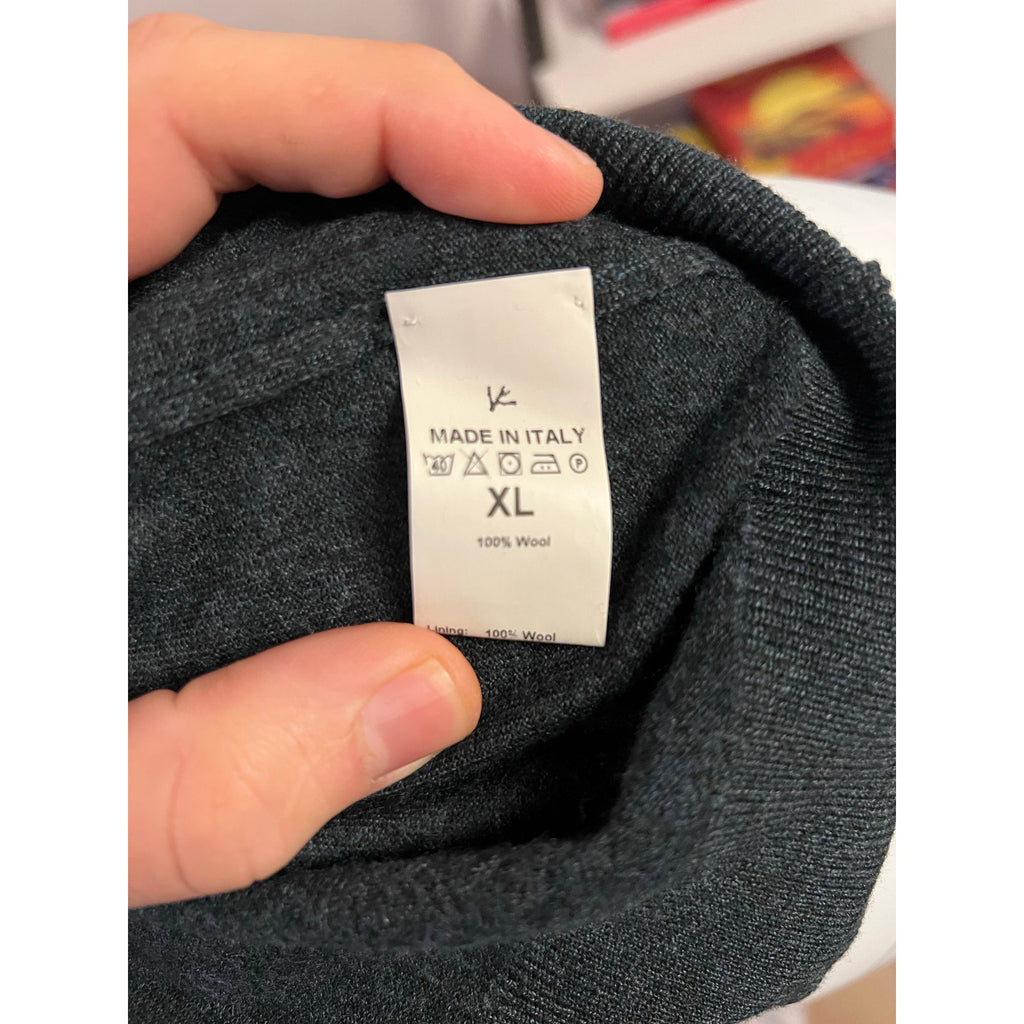 ISAIA Napoli Wool Crewneck Pullover Sweater in Forest Green - Size XL