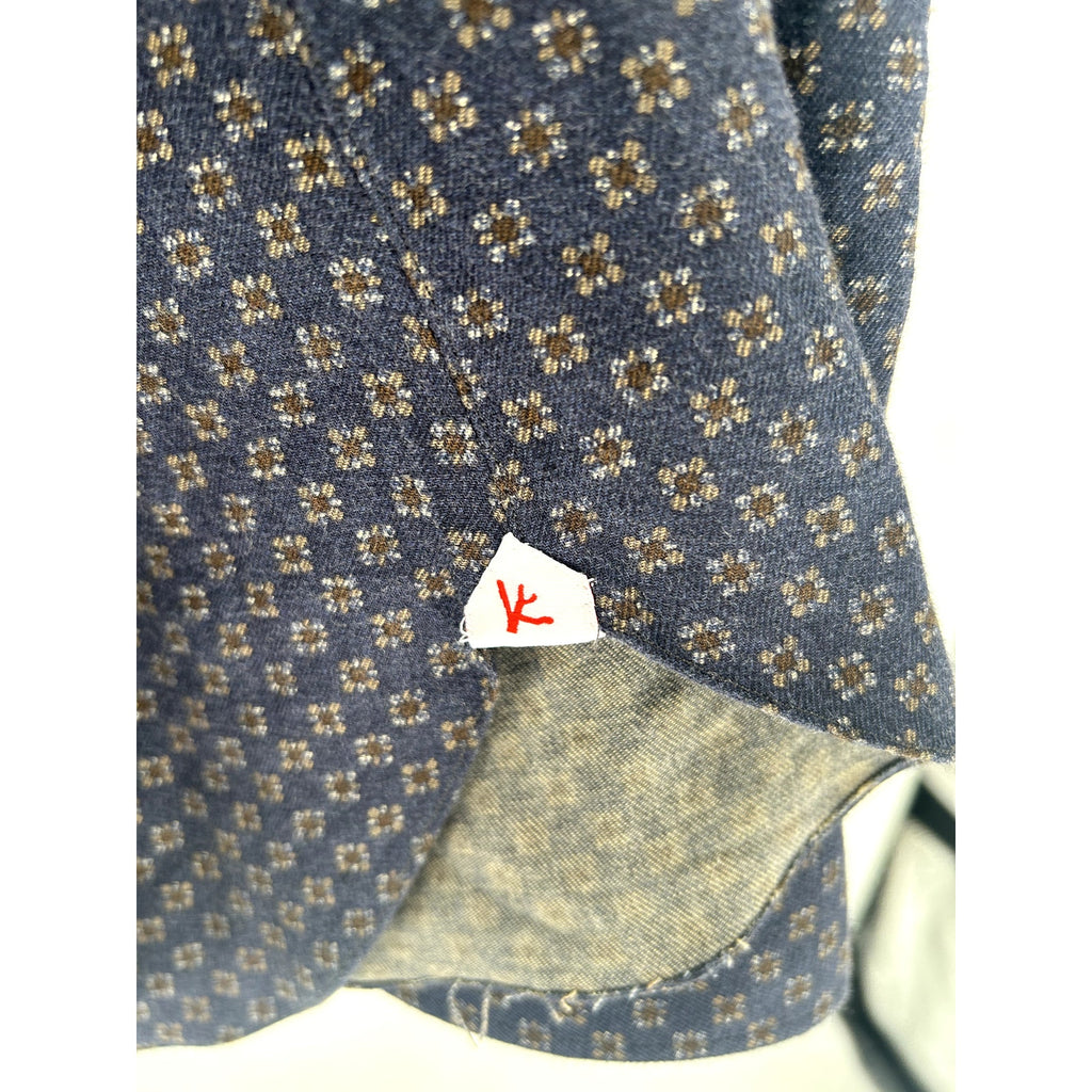 Isaia Navy/Green Pattern Dress Shirt - Size 17/43