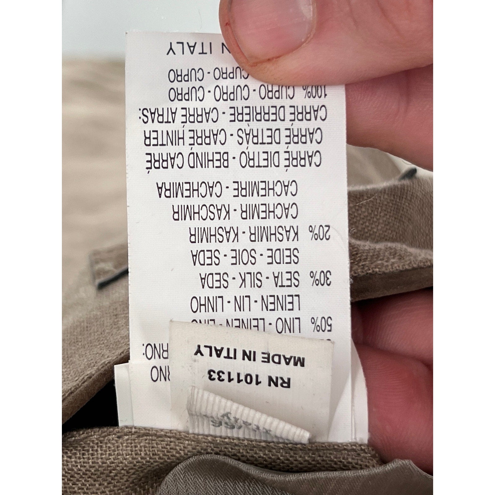 Ermenegildo Zegna Beige Safari Jacket in Linen/Cashmere/Silk - Size 56 EU/US XL