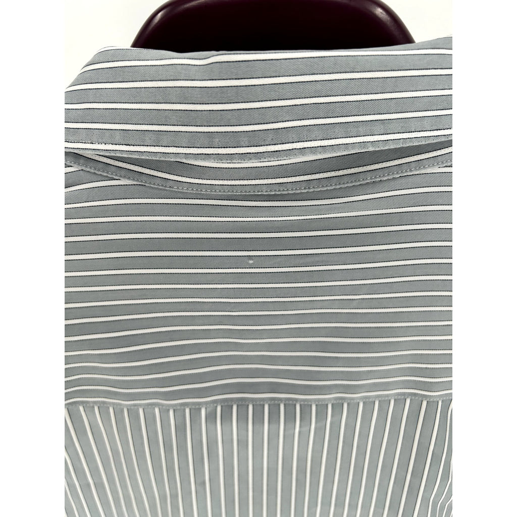 Zegna Grey-White Striped 100% Cotton Dress Shirt - Size XXL
