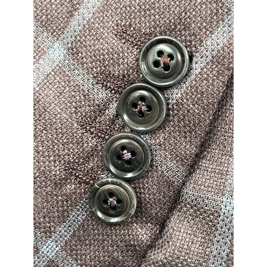 Zegna Zero Weight Burgundy Wool Windowpane Sport Coat – EU 56 / US 44