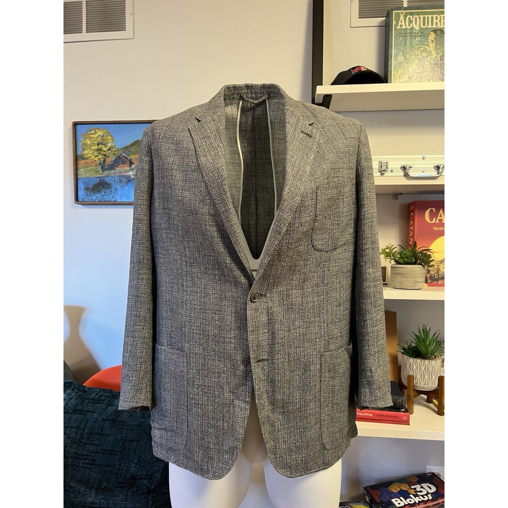 Ermenegildo Zegna Grey Silk/Linen Textured Sport Coat – 44R