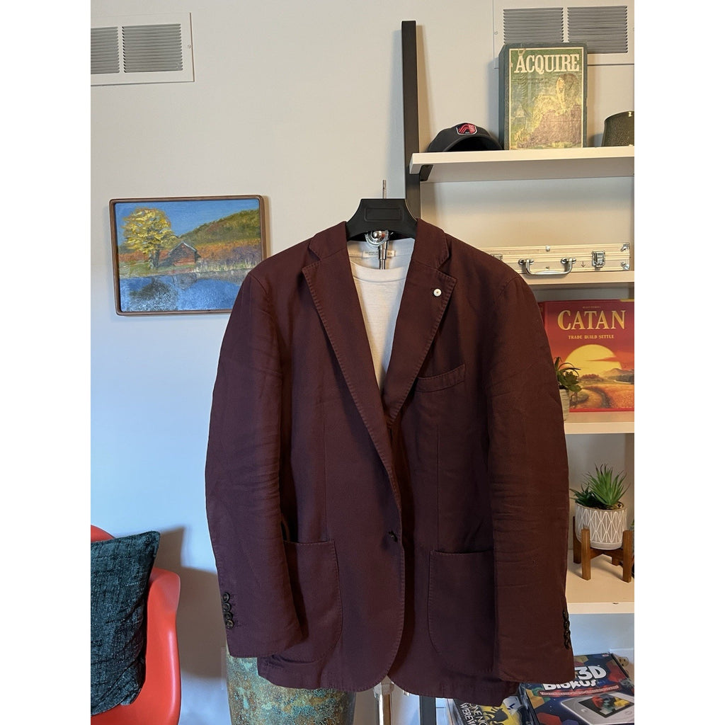 LBM 1911 Red Cotton Sport Coat - Size 44R