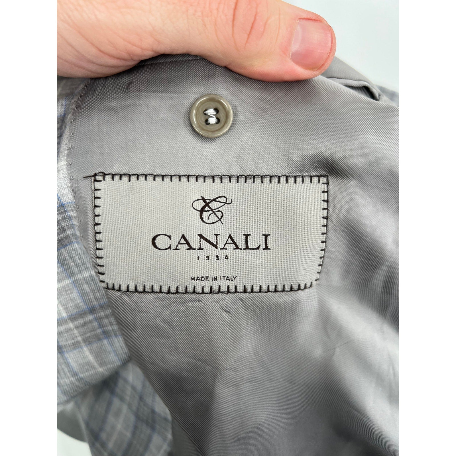 Canali Grey & Blue Glen Plaid Wool Sport Coat - Size 54IT (44US)