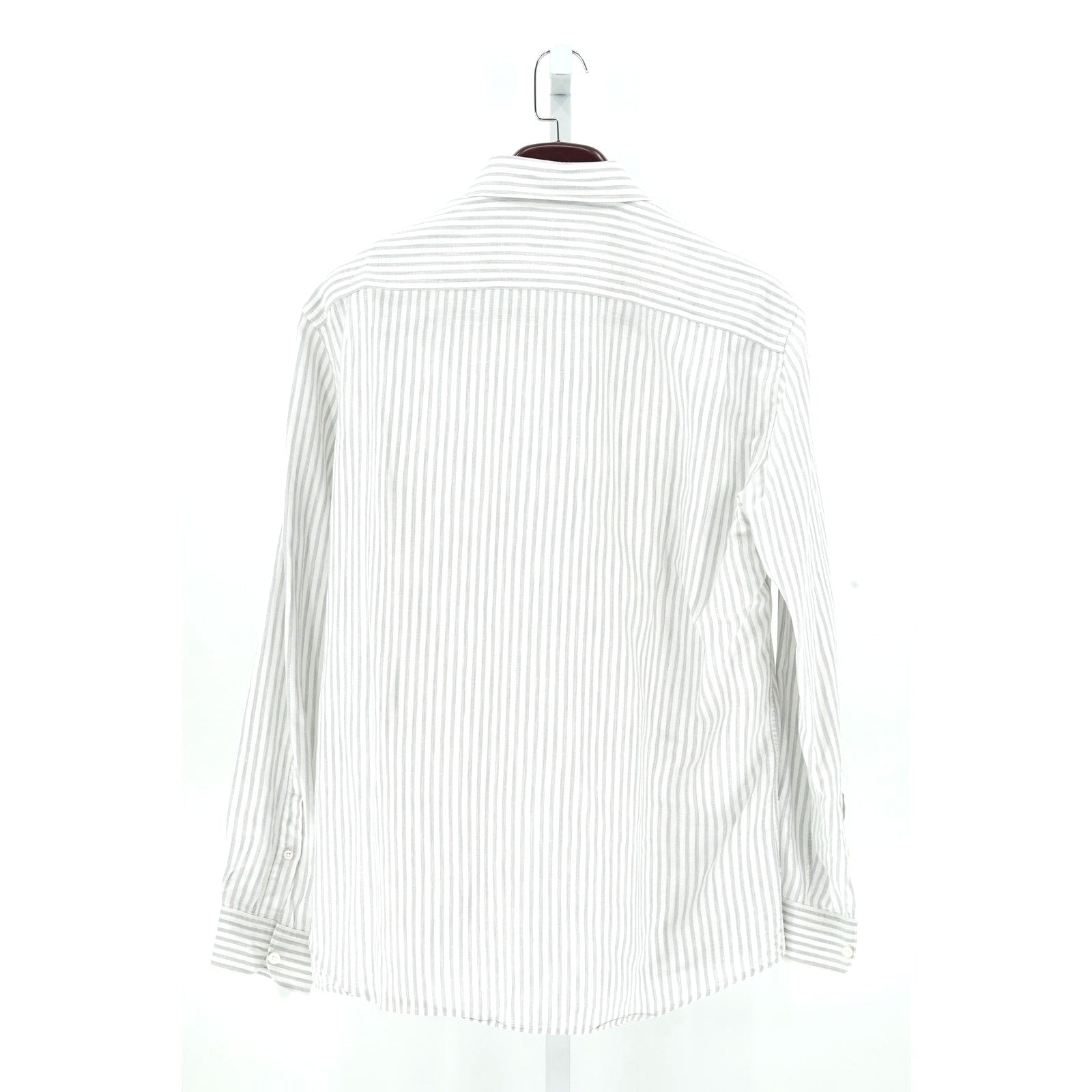 Zegna White-Grey Striped Linen Dress Shirt - Size XL