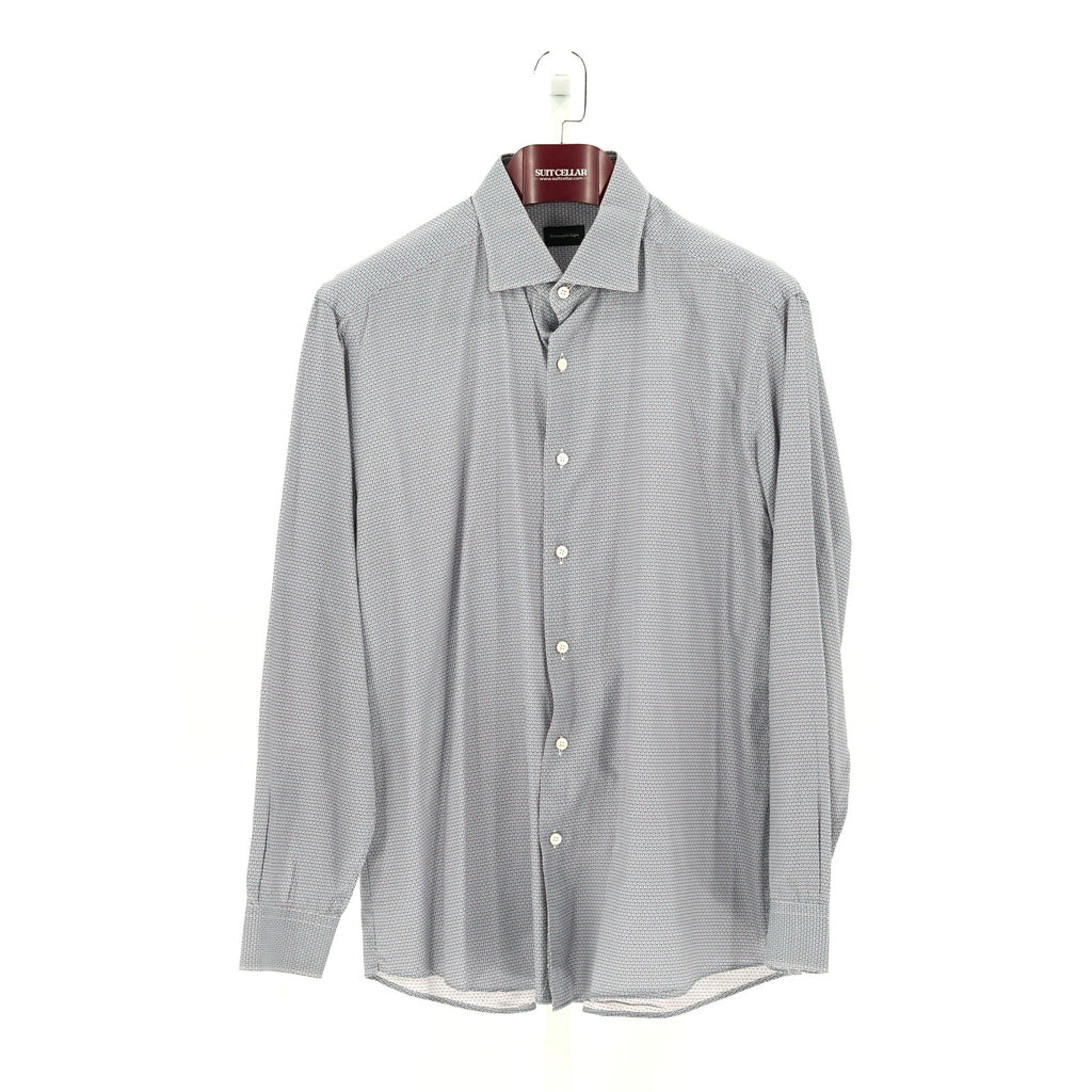 Zegna Blue-White-Red Patterned Dress Shirt - Size XXL