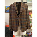 Belvest Tailoring Style Brown & Blue Plaid Tweed Sport Coat 46R
