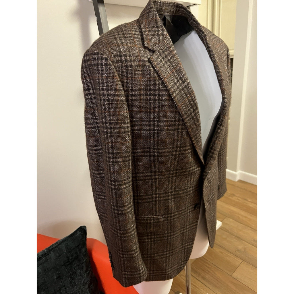 Ermenegildo Zenga Silk/Cashmere Brown Plaid Jacket