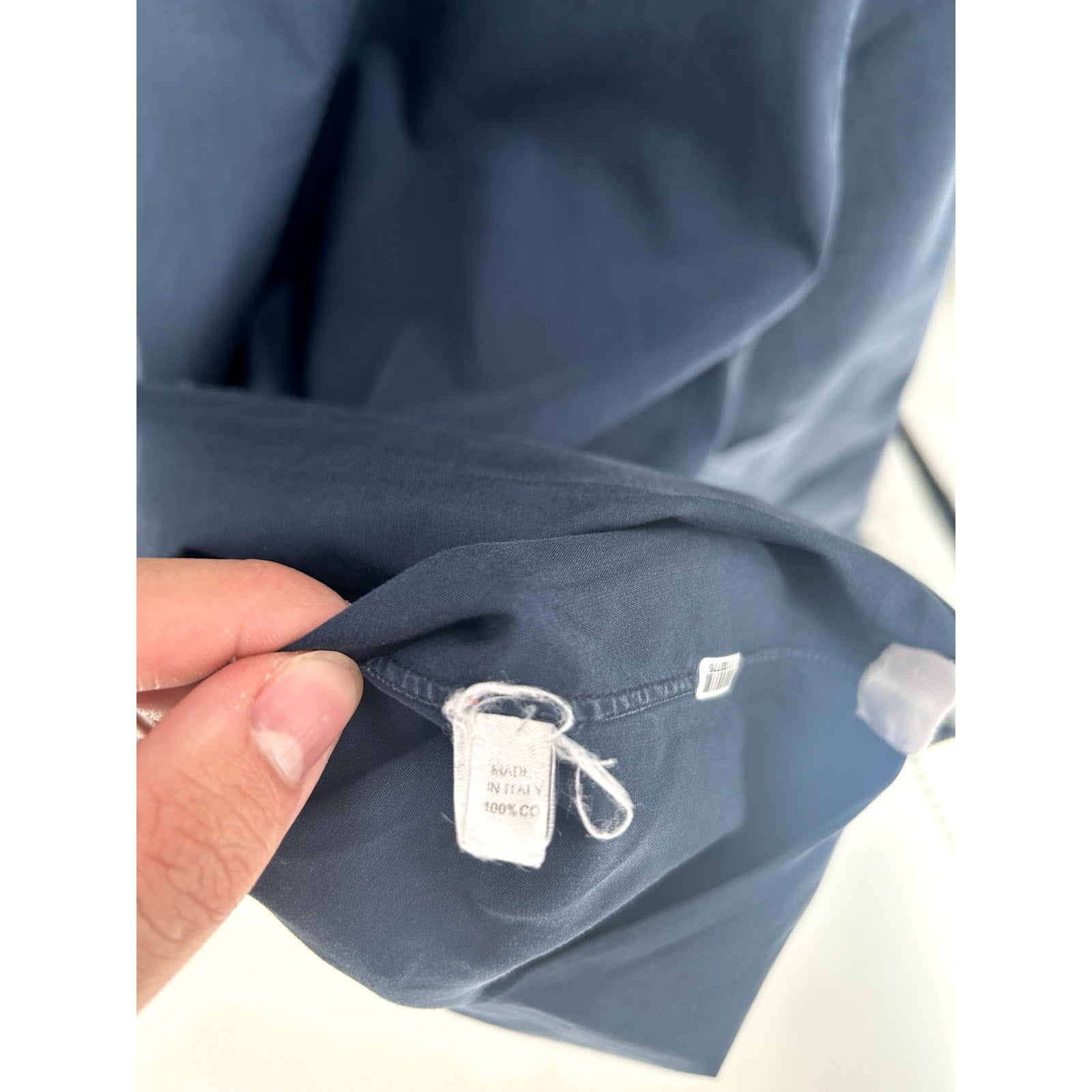 ISAIA Solid Navy Blue 100% Cotton Dress Shirt - Unmarked, Fits US XXL