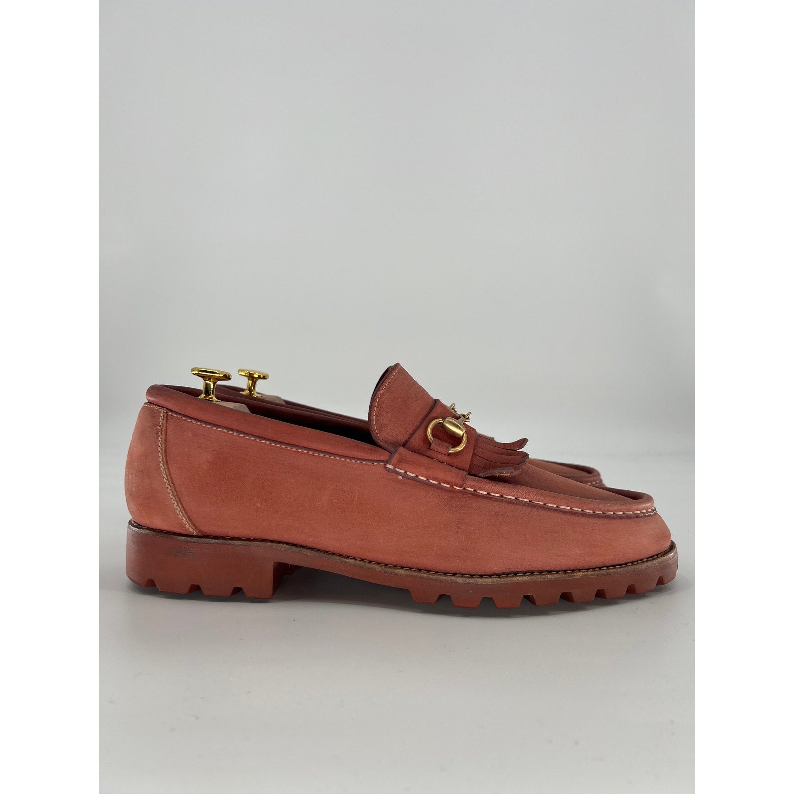 Tom Ford Era Gucci Terra Cotta Nubuck Horsebit Kiltie Lug Sole Loafers US 12.5 D Italy
