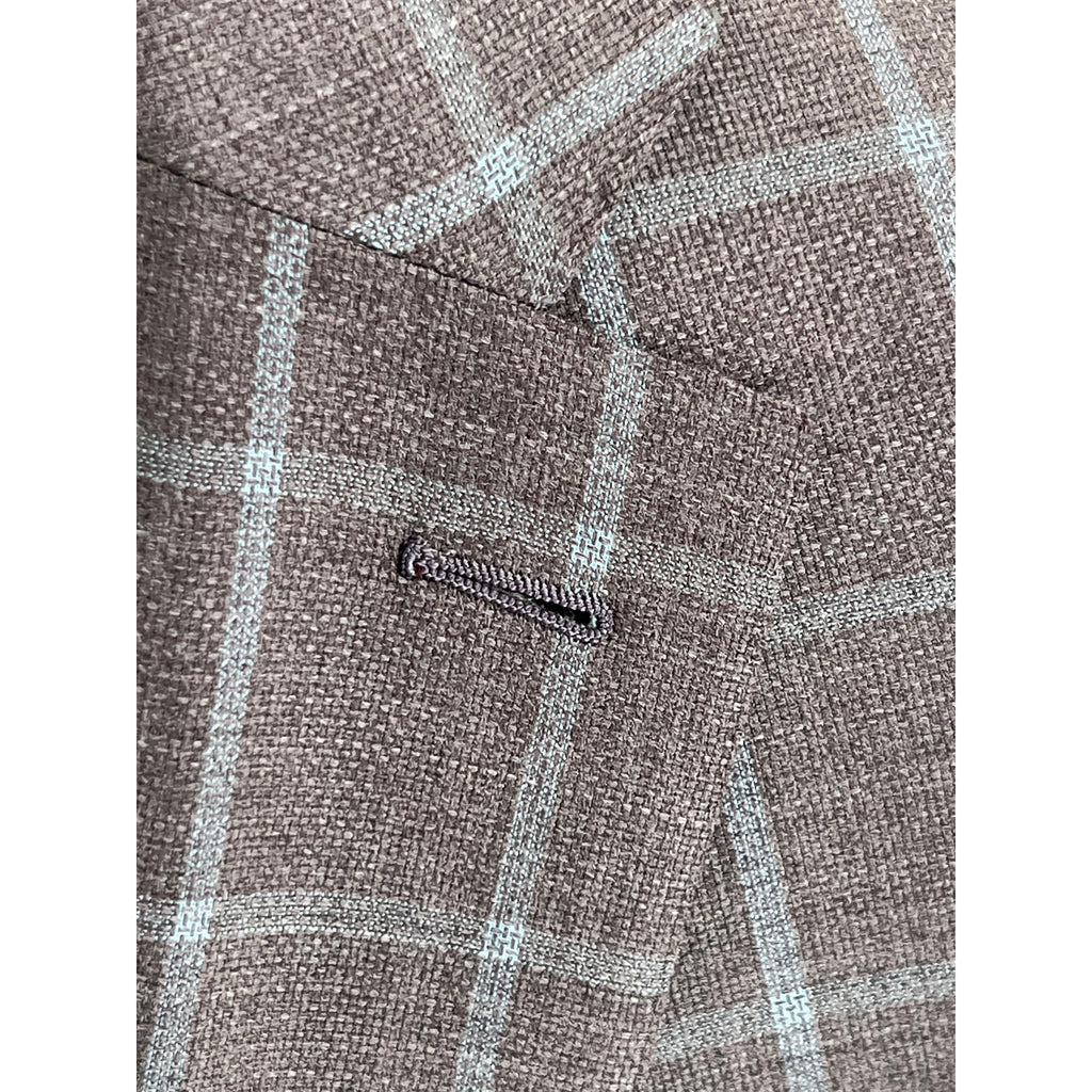 Zegna Zero Weight Burgundy Wool Windowpane Sport Coat – EU 56 / US 44
