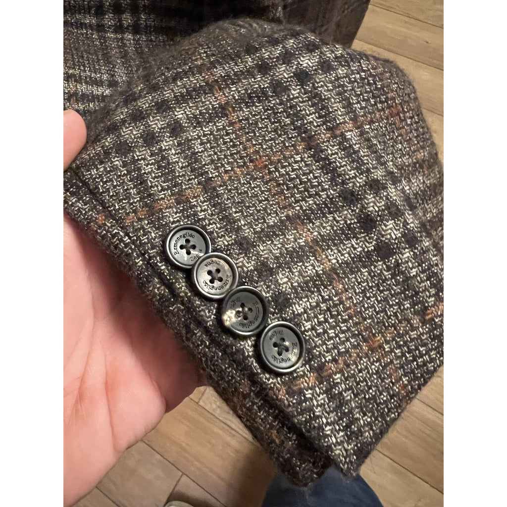 Ermenegildo Zenga Silk/Cashmere Brown Plaid Jacket