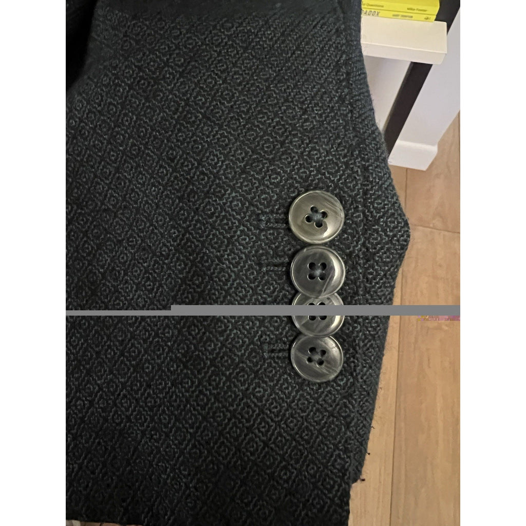 L.B.M. 1911 Forest Green / Black Wool-Cotton Diamond Weave Sport Coat – EU 56R